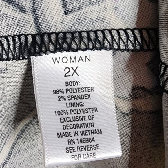 ROZ & ALI Black Floral Bell Sleeve V Neck Pullover Dress Womens Plus Size 2X - Picture 6 of 7